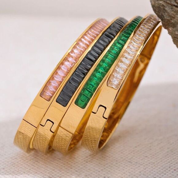 New Black Diamond Crystal Bangle Bracelet Choice of Color - Picture 3 of 11